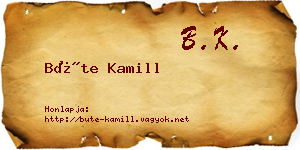 Büte Kamill névjegykártya